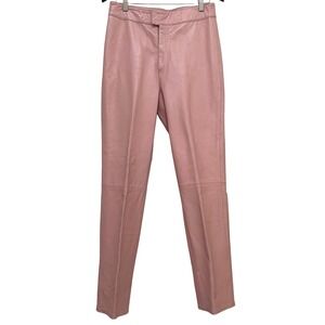 Rem Garson Genuine Leather Pants Pink Soft High Rise Straight Size 10 Moto Y2K